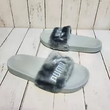 PUMA x Fenty by Rihanna Fur Slides Faux Fur Women's Size 8 Gray