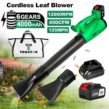 Tegatok Cordles Handheld Leaf Blower 450 CFM 125 MPH Electric Tool w/Battery
