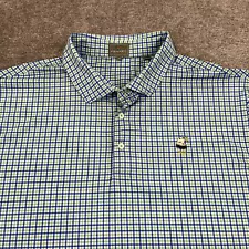 FENNEC Polo Men Extra Large Blue Green Plaid Golf Shirt Rehoboth Beach CC DE S/S