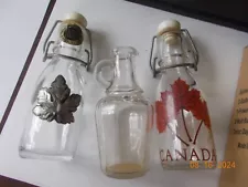 3 Vintage Maple Syrup Small Bottles, 2 are Canada