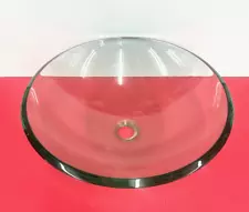 16" Glass Bathroom Vessel Sink Round Basin Bowl Transparent Pre-Owned