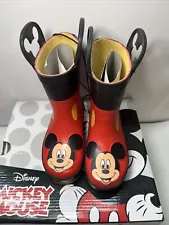 Disney Minnie Mouse Bow Red Rubber Rain Boots 7