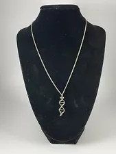 Sterling Silver 925 Necklace w/ Double Helix DNA Pendant