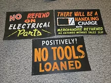 3 Vintage 60s/70s Automobile Auto Car Repair Garage Shop Signs,Neon,Black,22x14