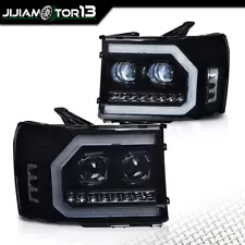 Fit For 2007-2014 GMC Sierra 1500 2500HD 3500HD Smoked Black Headlights Lamp (For: 2010 GMC Sierra 1500 Denali)