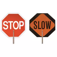 18" Handheld Stop Slow Paddle Signage Octagon Pedestrian Traffic Safety Sign