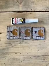 3 Authentic Carhartt FR Tags Patches With Glue FLAME RESISTANT (1.5inx1.5in)