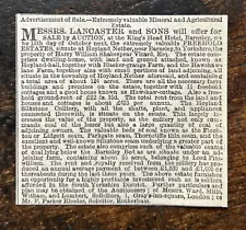 Hoyland Hall - Hoyland Nether - Yorkshire For Sale - 1884 Press Cutting r453