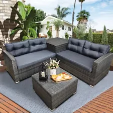 4-Piece Rattan Patio Sofa Set: Stylish Outdoor Sectional Furniture for Ultimate