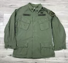 1969 Vietnam Army Airborne Slant Pocket Jungle Fatigue Shirt OG-107 Coat Sz M