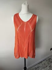 Bnwt Next Womens Orange Crochet Top Size 16 Casual Netted Summer sleeveless