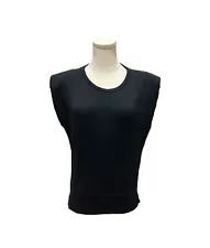 Elan Womens Basic Black Sleeveless Shoulder Pads Top Shirt