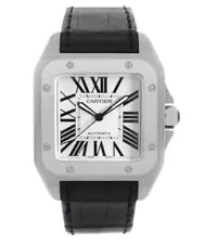 Cartier Santos 100 XL Steel White Roman Dial Automatic W20073X8 X Large 2656