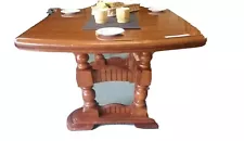 VTG Double Pedestal Walnut Dining Table Rustic English French European w Leaf