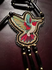 Native American Beadwork Hummingbird Native Beaded Medallion Pow Wow Regalia