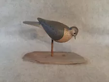 Carved Wood Hunting Dove Decoy w/ Glass Eyes decorative stationary Stick Bird