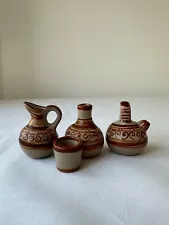 Vintage 1960s Tonal Pottery Mexican Folk Art Mini Hand Painted