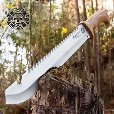 18" Hunting Survival Sawback Military Full Tang Machete Fixed Blade Knife