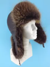 Beaver Fur Hat Leather Top Men's Size Fur Hat Trapper Hat Aviator Hat