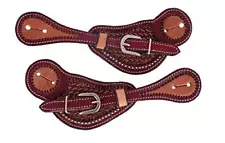 Showman Men's Two-Toned Argentina Cow Leather Spur Straps w/ Basketweave Tooling