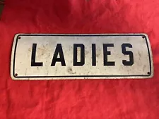 Original 1950's Lady’s Bathroom Metal Sign From A Old Gas Station