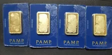 1 oz Gold Bar - PAMP Suisse with Assay Card x 4