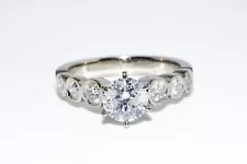 $9,500 14K WHITE GOLD 1.44CT NATURAL ROUND CUT WHITE DIAMOND ENGAGEMENT RING