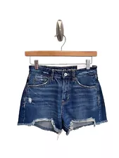 American Eagle Tomgirl High Rise Destroyed Denim Jean Shorts Size 00 24 NWT