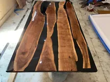 Diy Epoxy Table Sale, Resin River Black Epoxy Table, Dining & Kitchen Countertop