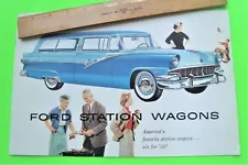 1956 FORD STATION WAGON BIG DLX 12-p CATALOG Brochure COUNTRY SQUIRE Ranch Wagon