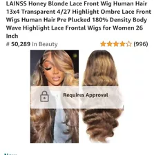 LAINSS HONEY BLONDE LACE FRONT WIG HUMAN HAIR.