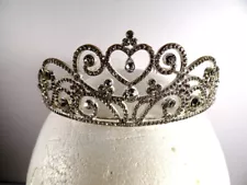 Women's Girls Silvertone & Rhinestone TIARA Bridal Prom Beauty Pageant Birthday