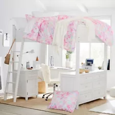 White Loft Bed With Desk And Dresser (Full Size)