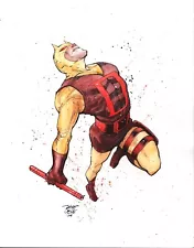 Daredevil Yellow Costume 10 x 14" Full color Original Art Marvel Comics 