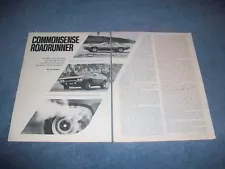 1971 Plymouth 383 & 440 Roadrunner Vintage Info Article "Commonsense Roadrunner"