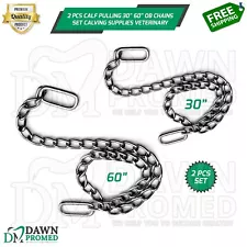 2 Pcs Calf Pulling 30" & 60" OB Chains Set Calving Supplies Veterinary Inst