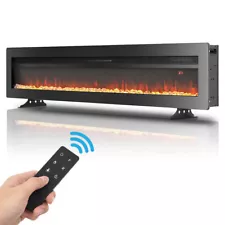 60'' Ultra-Thin Electric Fireplace Wall-Mounted & Recessed Fireplace Heater NEW#