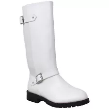 Kids Knee High Boots Low Heels Zip Close Riding Shoes White SZ 3