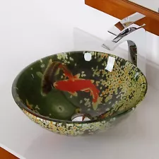 Fontaine Vessel Vanity Sink Zen Koi Pond Round Glass Fish Vibrant