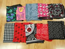 LOT of 10 MIXED MENS -n- WOMENS Cotton Biker HANKY Neckerchief BANDANA 21"