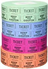 Indiana Ticket Company 56759 Raffle Tickets, 4 Rolls of 2000 Double Tickets 8