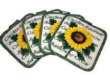 Set of 4 Pot Holders for Kitchen - 7 x 7 inches - Sunflower