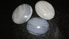 3 OLD BLUE LACE AGATE 30 X 40 MM OVAL CABOCHONS 160 CARATS