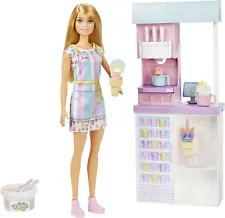 Careers Doll & Accessories, Ice Cream Shop Playset with Blonde Doll, Ice Cream M
