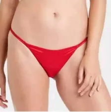 Auden Shiny Red Cheeky Double String Satin Bikini Panties Size M