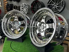 4x 18" 5x114.3 WORK MEISTER S1 Style rims 9J 10J JDM SSR Deep dish CHROME wheels