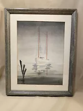 New Orleans Artist MARTIN NEELD Louisiana"Shrimp Boat in the Fog"1988 Watercolor