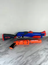 Lot of 2 NERF Fortnite Pump Action Shotgun & 6-SH Dart Blaster Gun Revolver