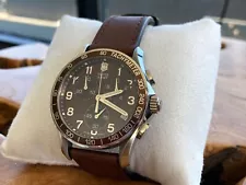 Victorinox Chrono Classic 41mm Stainless Steel Case Brown Leather Strap 241151