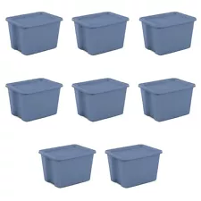 18 Gallon Tote Box Plastic Adult, Blue Moonlight, Set of 8